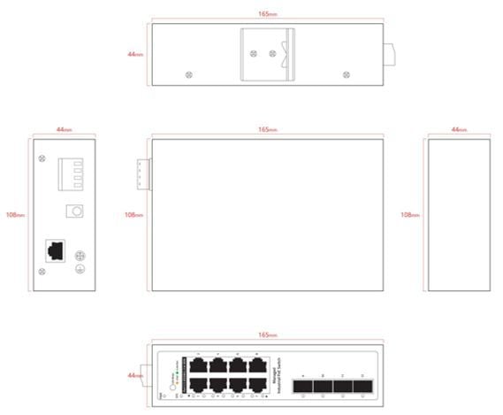 Ernitec - Switch - industrial, 1 console port - Administrerad - 8 x 10/100/1000 (PoE) + 4 x 10/100/1000/SFP (upplänk) - PoE+ (240 W)