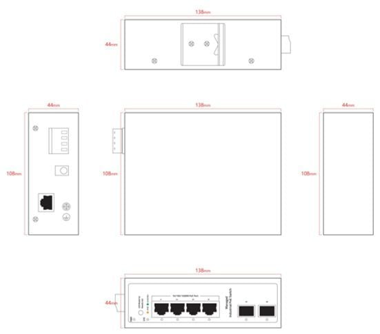 Switch Ernitec 4-port 1000 Mbps Industrial