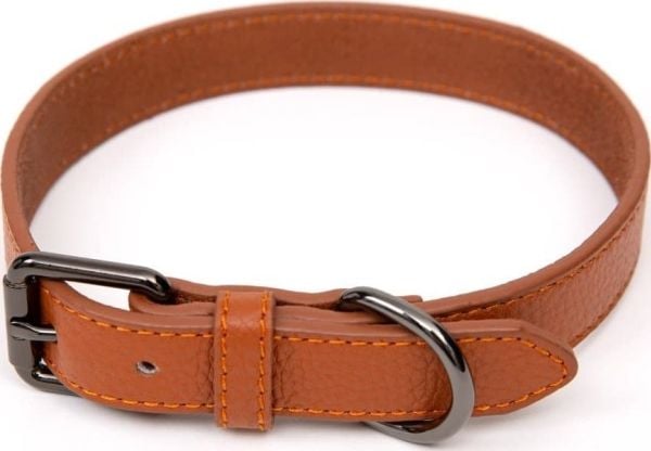 Paw Love - Halsbånd læder hund (Medium) - Cognac