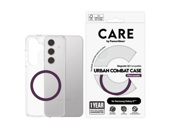 CARE by PanzerGlass Urban Combat - Baksidedeksel for mobiltelefon - polykarbonat, termoplast-polyuretan (TPU) - gjennomsiktig, plommepurpur - for S...