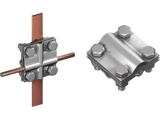 Elko-Bis kryssholder RST G10395N 1/2" til 5/8" for tilkobling til vertikale jordingsstenger M8 rustfritt stål