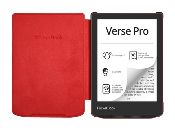 PocketBook - Lommebok for eBook-leser - PU imitasjonslær, bomull, plastikk - rød - for PocketBook Verse, Verse PRO