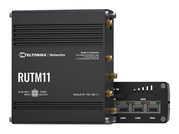 Teltonika RUTM11 - Trådløs ruter - WWAN 4-portssvitsj - 1GbE, PPP - Wi-Fi 5 - Dobbeltbånd - 3G, 4G - DIN-skinnemonterbar, veggmonterbar, overflatem...