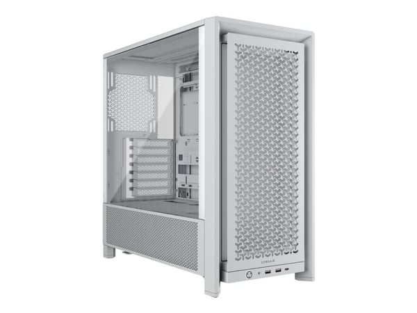 CORSAIR FRAME 4000D - Midi-torn spel - utökad ATX - genomskinlig sidopanel (härdat glas) - ingen strömförsörjning (ATX) - vit - USB/ljud
