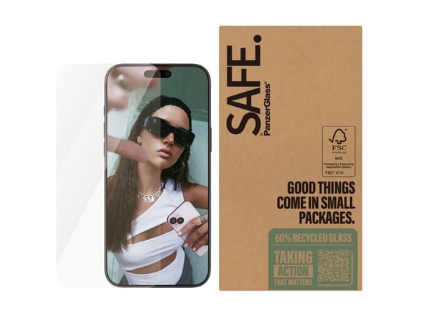 SAFE. by PanzerGlass - Skjermbeskyttelse for mobiltelefon - ultrabred passform - glass (en pakke 50) - for Apple iPhone 16 Pro Max