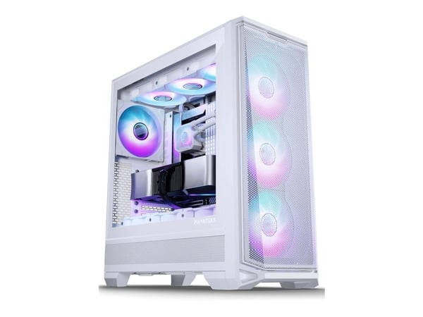 Phanteks Eclipse G400A - Mid tower spel - ATX - genomskinlig sidopanel (härdat glas) - ingen strömförsörjning (ATX) - matt vit - USB/ljud