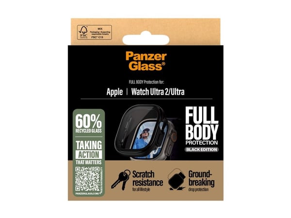 PanzerGlass Snappie - Black Edition - støtfanger for smartarmåndsur - full kropp, kraftig - polyethlen-tereftalat (PET), 100 % resirkulert polykarb...