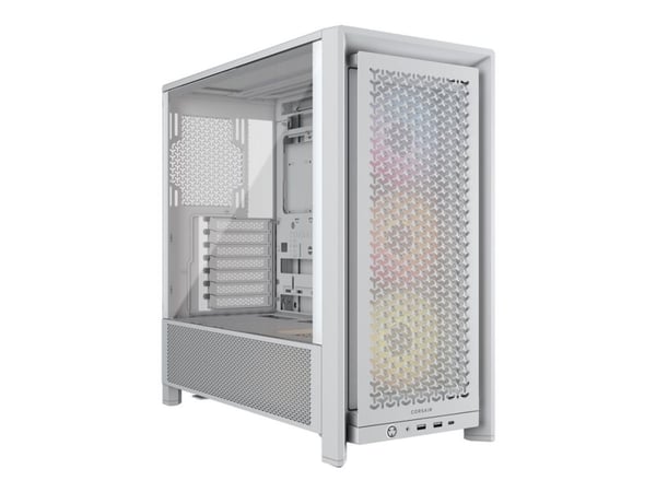 CORSAIR FRAME 4000D RS ARGB - Midi-torn spel - utökad ATX - genomskinlig sidopanel (härdat glas) - ingen strömförsörjning (ATX) - vit - USB/ljud