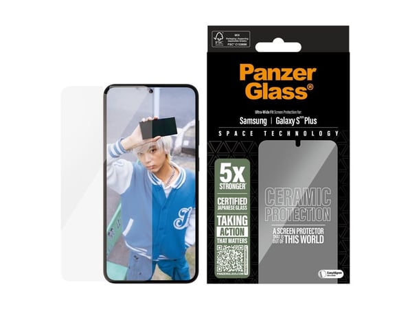 PanzerGlass Ceramic Protection - Skjermbeskyttelse for mobiltelefon - ultrabred passform - glass - For Galaxy S25+
