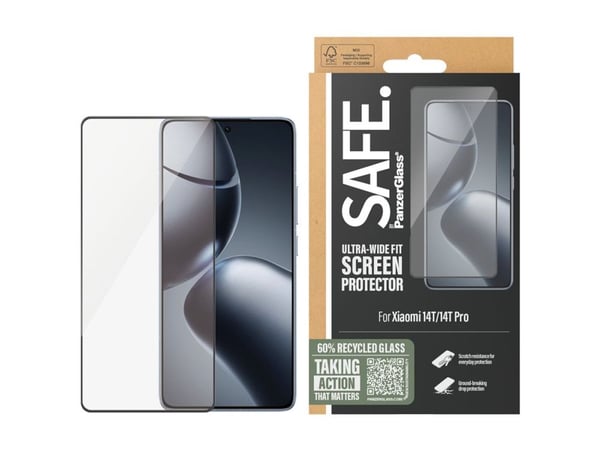PanzerGlass SAFE. by ® Screen Protector Xiaomi 14T | 14T Pro | Ultra-Wide Fit, Xiaomi, Xiaomi - 14T 5G, Xiaomi - 14T Pro 5G, Asennus kuivana, Naarm...