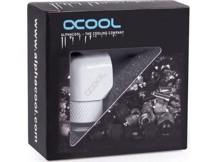 Alphacool jääpuikko L-liitin käännettävä G1/4 ET - G1/4 IT - valkoinen