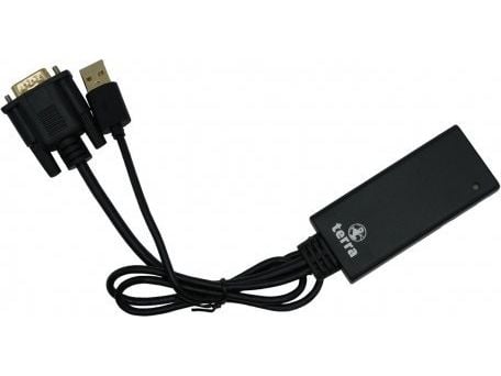 dm technology TERRA VGA til HDMI-adapter med lyd, sort/farge: SORT, USB Type-A
