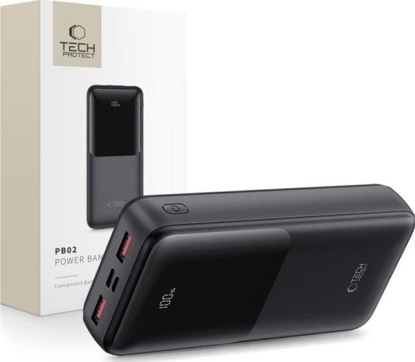 TECH-PROTECT PB02 powerbank 20000mAh 22,5W svart