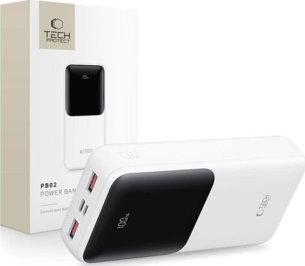 TECH-PROTECT PB02 powerbank 20000 mAh 22,5 W hvit