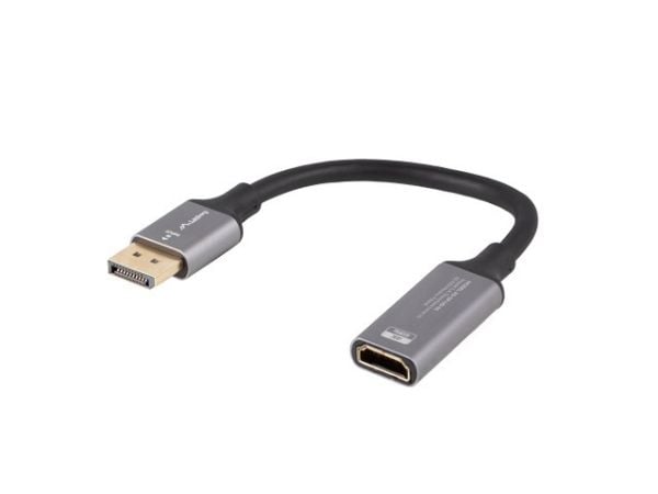 Lanberg - Video adapter - DisplayPort hann til HDMI hunn - 20 cm - sølv - 4K(3840 x 2160) støtte