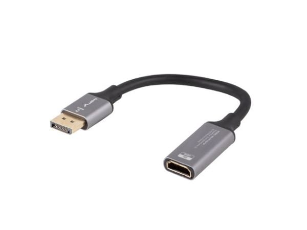 Lanberg - Video adapter - DisplayPort hann til HDMI hunn - 20 cm - sølv - støtte for 8K UHD (7680 x 4320)
