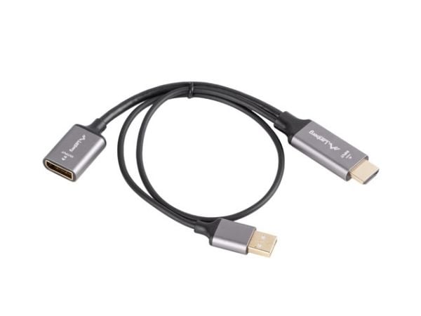 Lanberg - Video adapter - DisplayPort hunn til HDMI hann - 20 cm - sølv - 4K(3840 x 2160) støtte