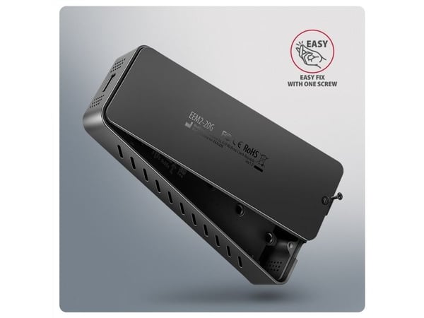 Axagon EEM2-20G NVMe-SSD-Gehäuse USB-C 3.2 20 Gbps 2230 - 2280 - schwarz, SSD-kabinett, M.2, M.2, NVMe-oF, PCI Express, 20 Gbit/s, USB-tilkobling, ...