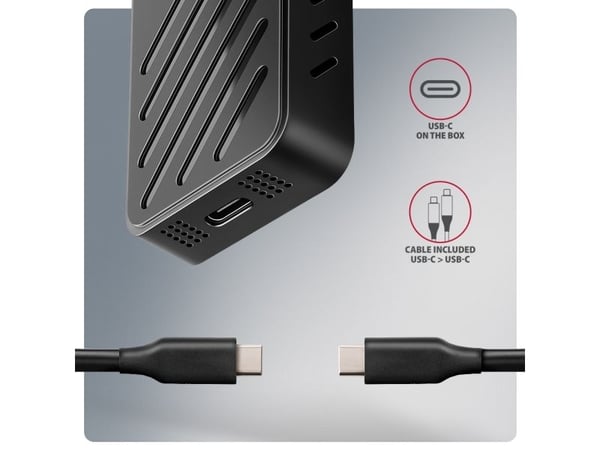 Axagon EEM2-20G NVMe-SSD-Gehäuse USB-C 3.2 20 Gbps 2230 - 2280 - schwarz, SSD-kabinett, M.2, M.2, NVMe-oF, PCI Express, 20 Gbit/s, USB-tilkobling, ...