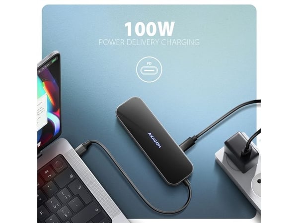 AXAGON HMC-6GLN Glass - Dokkingstasjon - for skrivebord, bærbar, smarttelefon, bærbar - USB-C 3.2 Gen 1 / USB 3.0 / USB4 / Thunderbolt 3 / Thunderb...