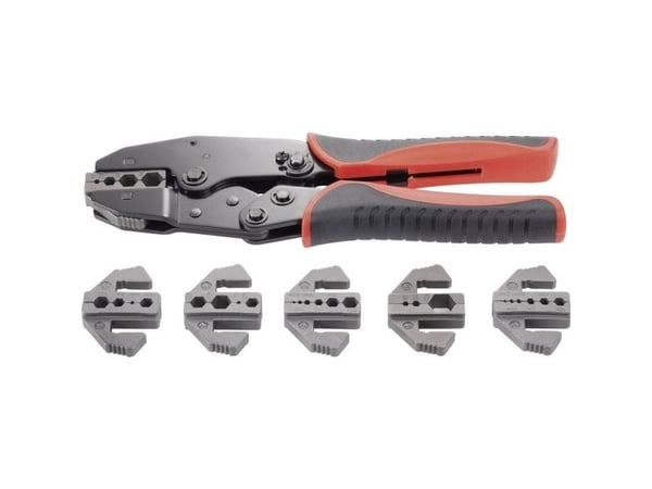 TOOLCRAFT PZ-505 818645 Crimpverktyg 7 stycken Koaxialkontakt BNC, TNC, FO-kontakt RG6, RG8, RG11, RG58, RG59, RG62, RG174, RG179, RG213, RG8218