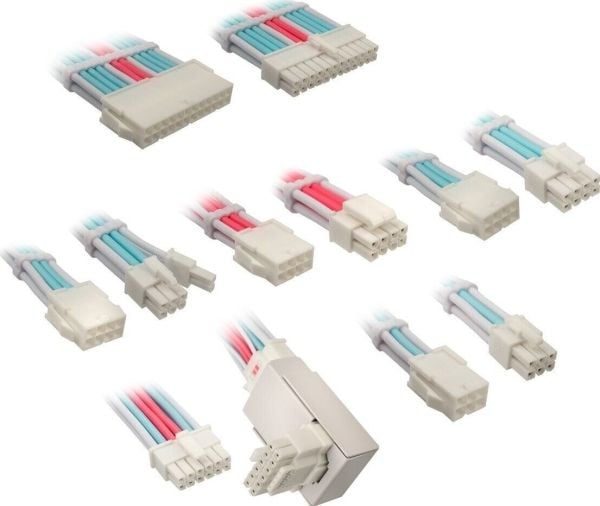 Kolink Core Pro flätat kabel-förlängningsset 12V-2x6 Type 1 - Brilliant White/Neon Blue/Pure Pink