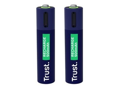 Trust - Batteri - USB-C + batteri 2 x AAA - (ladbare) - 500 mAh - blå