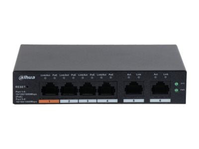 Dahua CS4006-4GT-60 - Switch - cloud managed - smart - 4 x 10/100/1000 (PoE) + 2 x 10/100/1000 (opplink) - stasjonær, veggmonterbar - High PoE / Po...