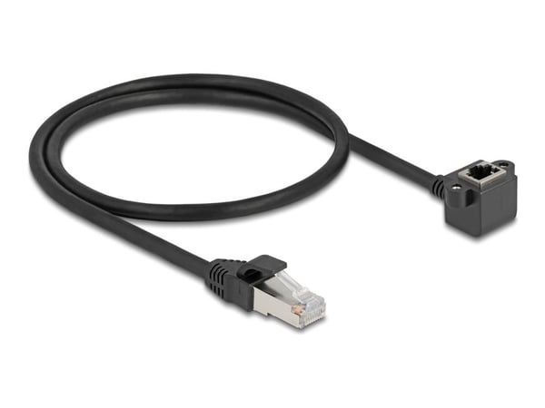 Delock - Nettverksforlengelseskabel - RJ-45 (hann) til RJ-45 (hunn) angled, screwable - 0.5 m - 6 mm - foliebelagt uskjermet tvinnet kabelpar (F/UT...
