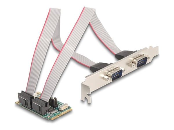Delock Mini PCIe I/O PCIe full størrelse 2 x seriell RS-232 med strømforsyning 5 V / 12 V