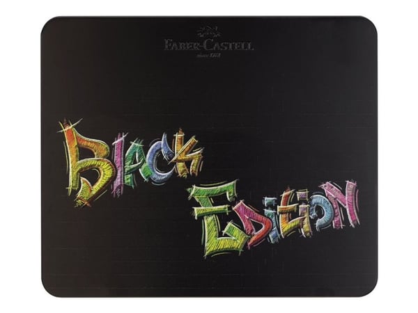 FABER-CASTELL kolmiomaiset värikynät Black Edition, 100 kpl kolmiomaisia, mustaa puuta, superpehmeä lyijy - 1 kpl (116490)