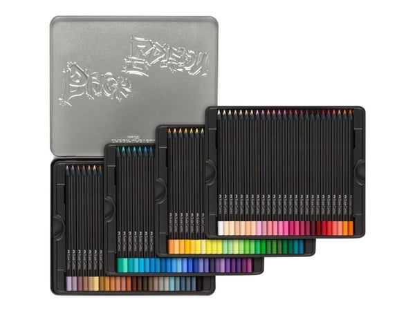 FABER-CASTELL kolmiomaiset värikynät Black Edition, 100 kpl kolmiomaisia, mustaa puuta, superpehmeä lyijy - 1 kpl (116490)