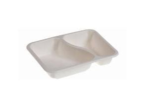 Bakke 2-Rum Menubakke 340/550ml L227xB178xH45mm Sukkerrør u/PFAS Hvid,125 stk/pk