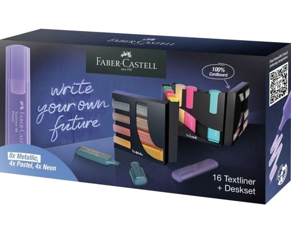 Faber-Castell - Markeringspenn - permanent - assorterte farger - vannbasert blekk - 1-5 mm (en pakke 16)