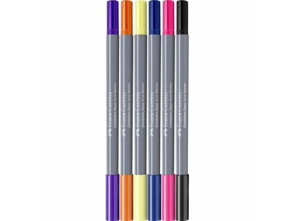 Faber-Castell 164526, 6 stk, Diverse farger, Pensel/Finspiss, Diverse farger, Rund, Vannbasert blekk