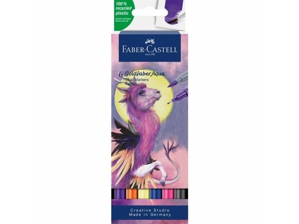 Faber-Castell 164526, 6 stk, Diverse farger, Pensel/Finspiss, Diverse farger, Rund, Vannbasert blekk