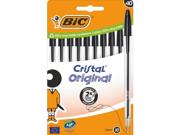 BIC 516353, Tynn spiss, Sort, 10 stykker, Medium