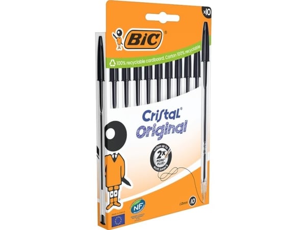 BIC 516353, Tynn spiss, Sort, 10 stykker, Medium