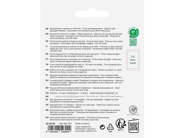 Faber-Castell Textliner Graffiti, 4 stykker, Blå, Grønn, Rosa, Gult, Meisel tupp, Plast, 1 mm, 5 mm