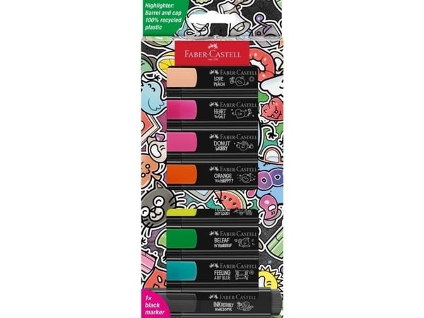 Faber-Castell Textliner Graffiti, 8 stykker, Beige, Svart, Blå, Grønn, Lyserosa, Oransje, Rosa, Gult, Meisel tupp, Plast, 1 mm, 5 mm