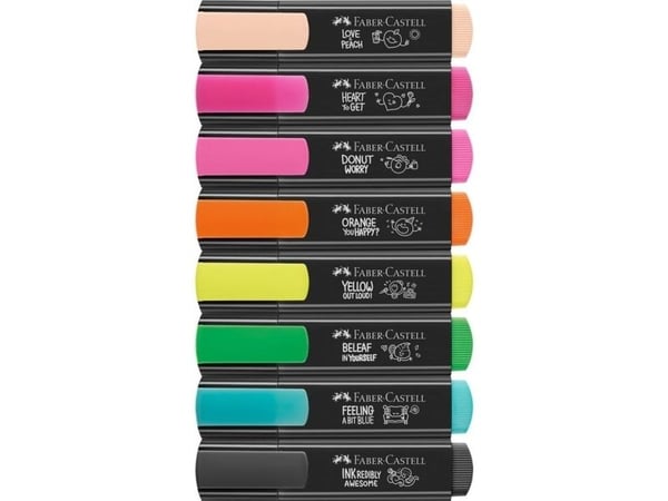 Faber-Castell Textliner Graffiti, 8 stykker, Beige, Svart, Blå, Grønn, Lyserosa, Oransje, Rosa, Gult, Meisel tupp, Plast, 1 mm, 5 mm