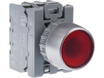 Spamel sisäpainike 1-suuntainen painike punainen 230V AC LED SP22-KLC-01-230-LED-AC