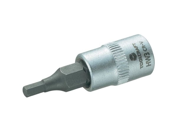 Toolcraft 816068, Stikkontakt, 1/4", Metrisk, 1 hoder, 3 mm, Kromvanadiumstål, Stål