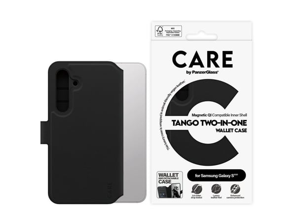 CARE by PanzerGlass Tango - Lommebok for mobiltelefon - 2-i-1 lommebok - termoplast-polyuretan (TPU), polyuretan (PU) - for Samsung Galaxy S25