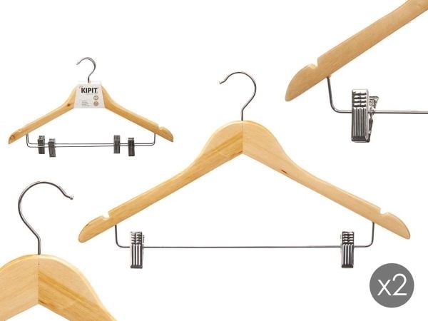 Kipit trehengere til garderobe med metallklemmer COMFY PLACES, 2 stk