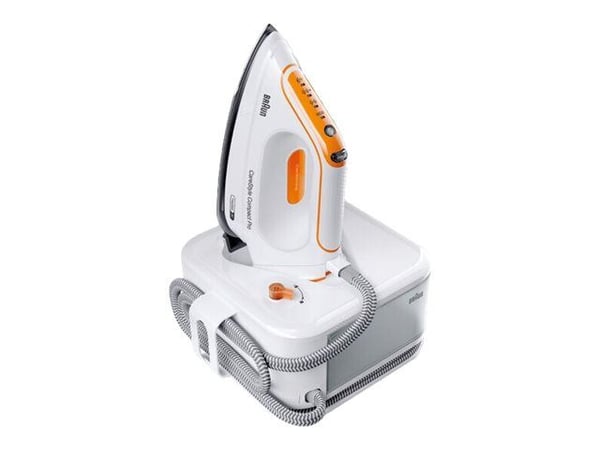 Braun CareStyle Compact Pro IS 2561 - Dampstrykejern med automatisk slukking - såleplate: EloxalPlus FreeGlide 3D - 2400 W - hvit/oransje