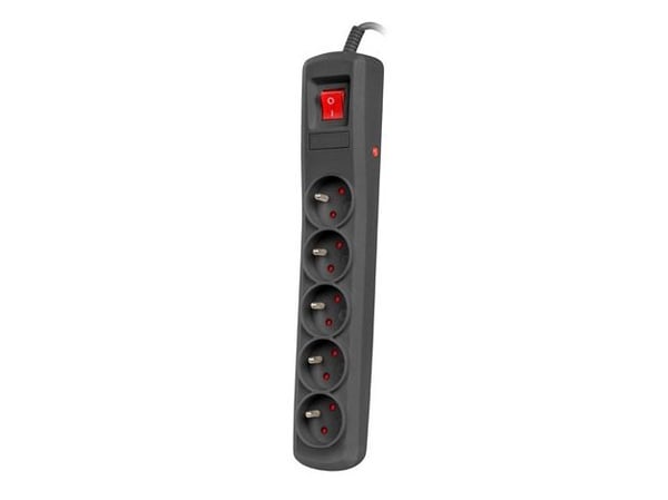 NATEC NSP-1713, 182 J, 5 AC-utganger, Type E, 10 A, 2300 W, Sort