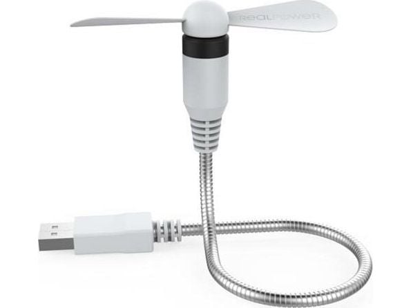RealPower 335265, Husholdningsvifte, Hvit, Bord, 13000 RPM, Sølv, USB