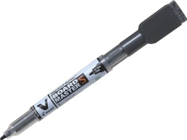 Whiteboardmarker Pilot V-Board Master S Ultra Fine sort med magnet og visker