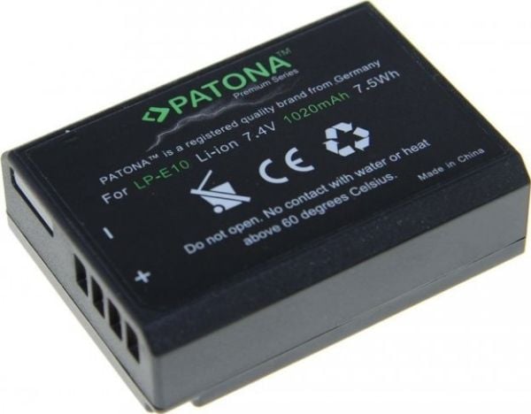 PATONA 1213, Lithium-Ion (Li-Ion), 1020 mAh, Kamera, Canon EOS 1200D, EOS1100D, EOS-1100D, T3, X50, 7,4 V, 7,5 Wh